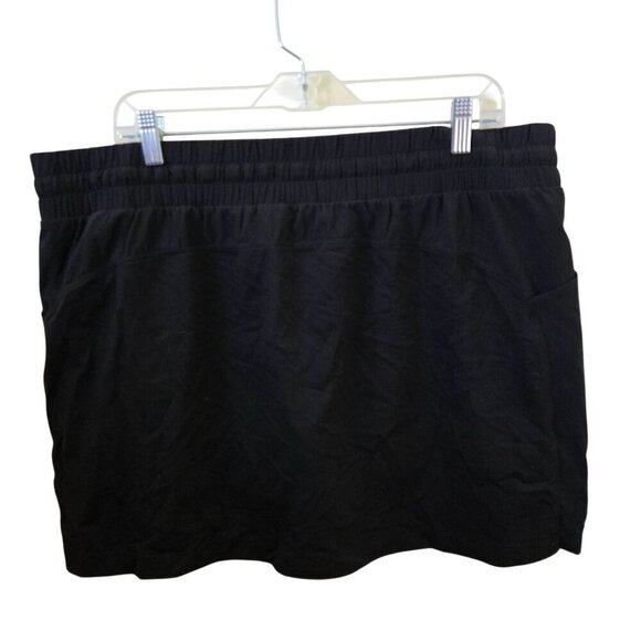Athleta Black Skort Side Phone Pockets Elastic Drawstring Waist Size XL - Picture 2 of 6